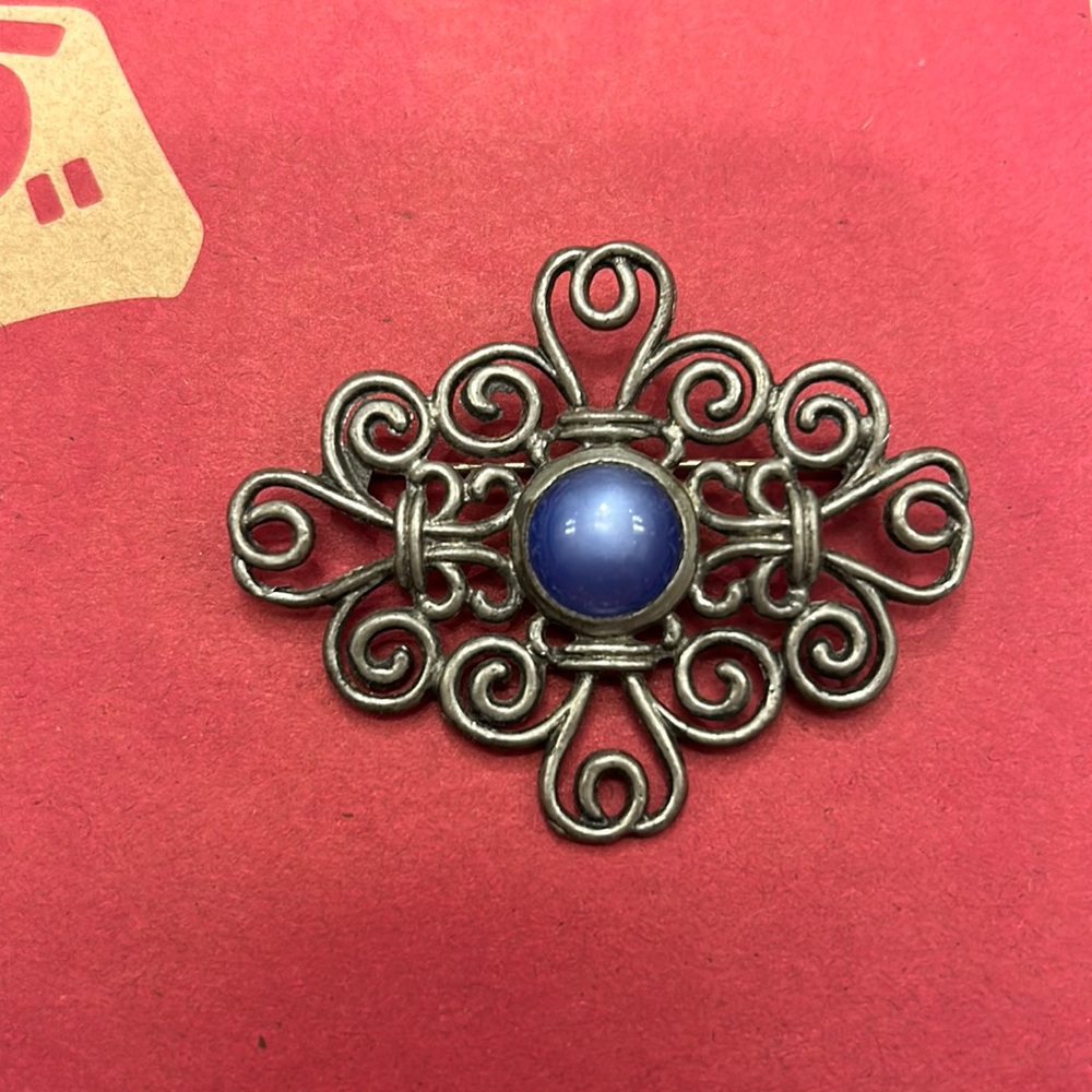 Vintage Blue Stone Brooch/Pin